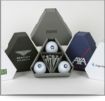 Triangle packs for corporate golf gifts
